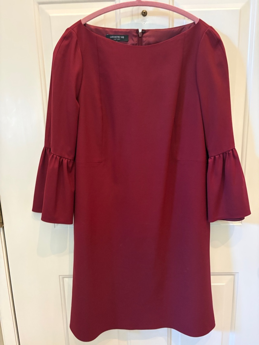 Lafayette 148 New York Wine Bell-Sleeve Shift Dress